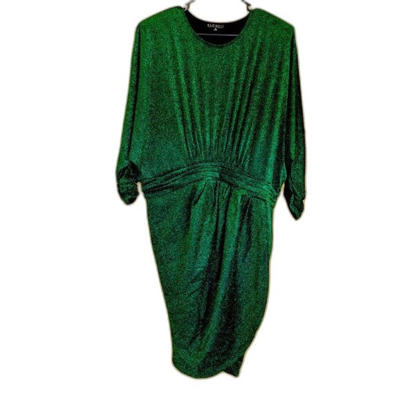 Eloquii Dresses & Skirts - Eloquii Womens Green Metallic Round Neck Long Sleeve Sparkle Mini Dress 16